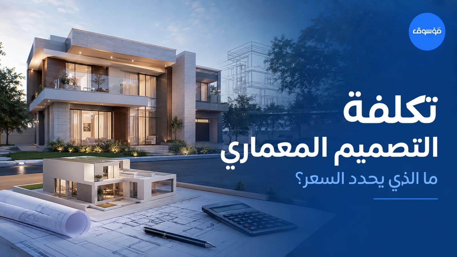 تكلفة التصميم المعماري في السعودية مع فيلا حديثة ومخططات ونموذج معماري