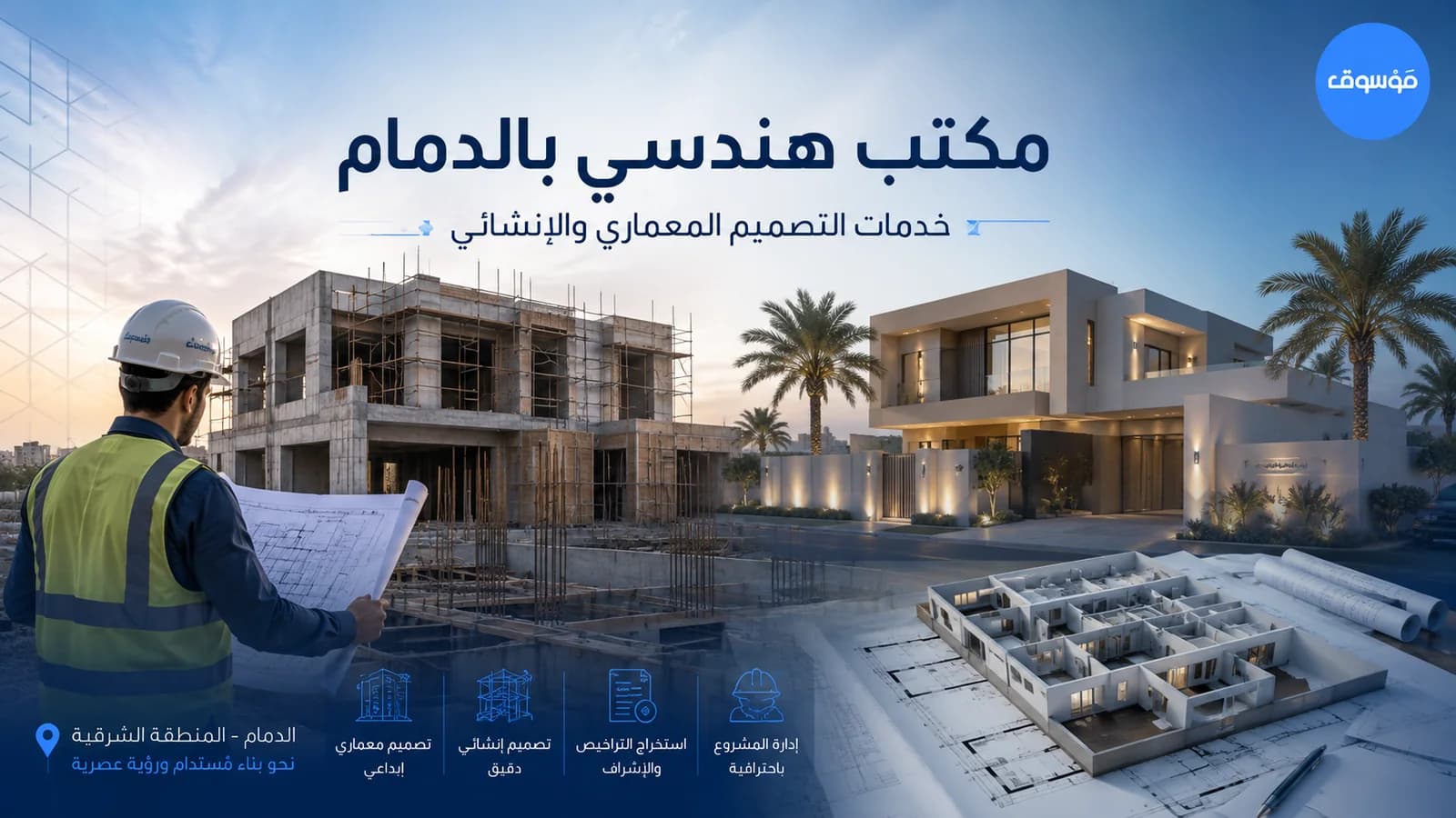 مكتب هندسي بالدمام لخدمات مشروع سكني مع مخططات معمارية وإنشائية
