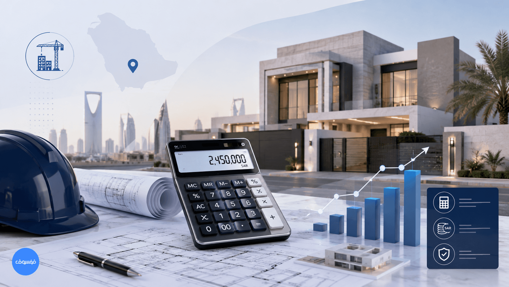 Saudi construction cost calculator concept